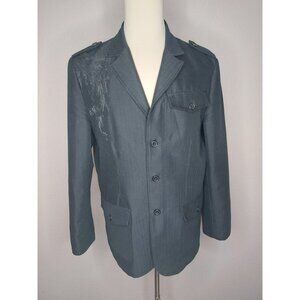 Irreverent Mens XL Black Four Pocket Embroidered Suit Jacket Button Collar